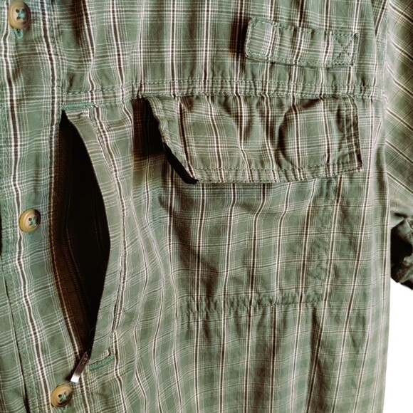 Wrangler Men's Breathable Fishing Shirt - Medium, Green Plaid, Pockets & Mesh 2X - Picture 4 of 8